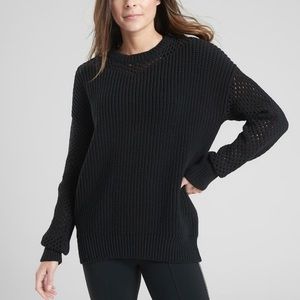 Athleta Mesh Volume Sleeve Sweater Black Size XS